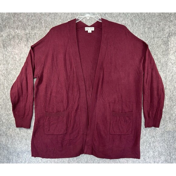 AVA & VIV Women’s Size 2X Long Sleeve Open Front Cardigan Pockets Soft - Picture 1 of 9
